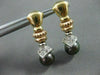 ANTIQUE .24CT DIAMOND 14KT TRI TONE GOLD & TAHITIAN PEARL HANGING EARRINGS #5132
