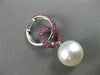 LARGE 2.75CT AAA PINK SAPPHIRE & SOUTH SEA PEARL 18K WHITE GOLD HANGING EARRINGS