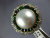 ANTIQUE LARGE DIAMOND AAA PEARL EMERALD SAPPHIRE 14KT GOLD BALLERINA RING #1873