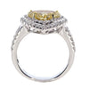 2.61CT WHITE & FANCY YELLOW DIAMOND 18KT 2 TONE GOLD HEART SHAPE ENGAGEMENT RING