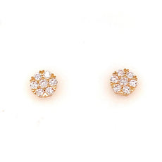 ESTATE .86CT DIAMOND 18K YELLOW GOLD 3D CLASSIC FLOWER MULTI HEART STUD EARRINGS