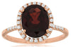 LARGE 2.96CT DIAMOND & AAA GARNET 14KT ROSE GOLD 3D OVAL & ROUND HALO FUN RING