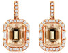 2.26CT DIAMOND & AAA MORGANITE 14KT ROSE GOLD ROUND & BAGUETTE HANGING EARRINGS