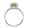WIDE 1.01CT WHITE & FANCY YELLOW DIAMOND 18K 2 TONE GOLD 3D HALO ENGAGEMENT RING