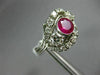 ANTIQUE WIDE 2.04CT DIAMOND & AAA RUBY PLATINUM 3D THREE STONE ANNIVERSARY RING