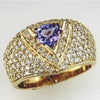 LARGE 2.05CT DIAMOND & AAA TANZANITE 14KT YELLOW GOLD TRILLION & ROUND FUN RING