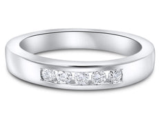 .20CT DIAMOND 14KT WHITE GOLD CLASSIC 5 STONE CHANNEL WEDDING ANNIVERSARY RING