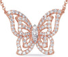 ESTATE .59CT DIAMOND 14KT ROSE GOLD 3D BUTTERFLY LOVE NECKLACE