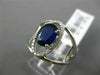 ESTATE 1.53CT DIAMOND & AAA SAPPHIRE 14K WHITE GOLD 3D OVAL HALO ENGAGEMENT RING