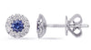 ESTATE .69CT DIAMOND & AAA SAPPHIRE 14KT WHITE GOLD 3D FLOWER STUD EARRINGS