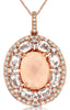 4.5CT DIAMOND & AAA MORGANITE 14KT ROSE GOLD 3D OVAL & ROUND FLOATING PENDANT