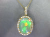 LARGE 4CT DIAMOND & AAA OPAL 14KT YELLOW GOLD OVAL & ROUND HALO FILIGREE PENDANT
