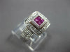 ESTATE WIDE .84CT DIAMOND & AAA RUBY 14K WHITE GOLD PRINCESS & ROUND SQUARE RING
