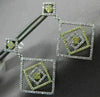 LARGE .74CT WHITE & FANCY YELLOW DIAMOND 14KT WHITE GOLD SQUARE HANGING EARRINGS