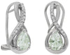 1.34CT DIAMOND & AAA GREEN AMETHYST 14KT WHITE GOLD ROUND & PEAR SHAPE EARRINGS