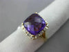 ESTATE LARGE 5.28CT DIAMONDS & AAA AMETHYST 14K YELLOW GOLD HALO SQUARE FUN RING