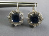 2.55CT DIAMOND & AAA SAPPHIRE 14KT WHITE GOLD 3D SQUARE FLOWER HANGING EARRINGS