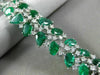 WIDE 20.98CT DIAMOND & AAA COLOMBIAN EMERALD 18KT WHITE GOLD 3D TENNIS BRACELET