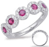 ESTATE .93CT DIAMOND & AAA RUBY 14K WHITE GOLD 3D CLASSIC MULTI FLOWER LOVE RING