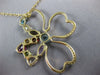 ESTATE 3.25CT DIAMOND & AAA MULTI GEM 14K YELLOW GOLD FLOWER MULTI HEART PENDANT