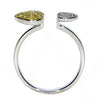 .25CT WHITE & FANCY YELLOW DIAMOND 18KT 2 TONE GOLD CLUSTER DOUBLE LEAF FUN RING