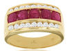 ESTATE WIDE 2.26CT DIAMOND & AAA RUBY 14KT YELLOW GOLD CHANNEL CLASSIC MENS RING