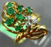 ESTATE WIDE .46CT DIAMOND & AAA EMERALD 14K YELLOW GOLD 3D WOVEN BASKET FUN RING