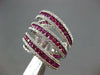 EXTRA LARGE 5.40CT DIAMOND & AAA RUBY 18KT WHITE GOLD 3D MULTI ROW COCKTAIL RING