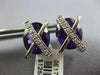 LARGE 11.45CT DIAMOND & AAA AMETHYST 14K WHITE GOLD OVAL & ROUND X STUD EARRINGS