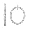 ESTATE .49CT DIAMOND 18KT WHITE GOLD 3D ROUND HAMMERED HOOP FUN HANGING EARRINGS