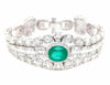 EXTRA LARGE 16.19CT DIAMOND & AAA EMERALD 18K WHITE GOLD 3D CUFF TENNIS BRACELET