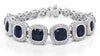 EXTRA LARGE 24.06CT DIAMOND & AAA SAPPHIRE 18K WHITE GOLD SQUARE TENNIS BRACELET