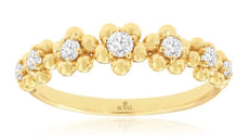 ESTATE .25CT DIAMOND 14KT YELLOW GOLD 3D ROUND MULTI FLOWER GRADUATING LOVE RING