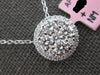 LARGE 1.08CT DIAMOND 14KT WHITE GOLD 3D CLUSTER HALO INVISIBLE FLOATING PENDANT
