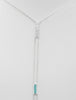 .67CT DIAMOND & AAA TURQUOISE 14K WHITE GOLD CLUSTER RECTANGULAR LARIAT NECKLACE