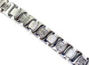 WIDE 1.18CT DIAMOND 14KT WHITE GOLD MATTE & SHINY SQUARE CLASSIC MENS BRACELET