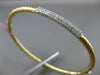 ESTATE .82CT DIAMOND 14K WHITE & YELLOW GOLD 3D PAVE ROPE DESIGN BANGLE BRACELET