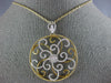 LARGE .75CT DIAMOND 18K WHITE & YELLOW GOLD 3D OPEN FILIGREE FLOWER FUN PENDANT