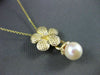 ANTIQUE DIAMOND & AAA SOUTH SEA PEARL 14KT YELLOW GOLD FLOWER PENDANT #22161