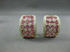 WIDE 2.90CTW PINK SAPPHIRE DIAMOND 18KT WHITE & YELLOW GOLD EARRINGS #21752