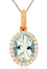 1.24CT DIAMOND & AAA AQUAMARINE 14KT ROSE GOLD 3D OVAL & ROUND FLOATING PENDANT