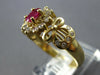 ESTATE .69CT DIAMOND & AAA RUBY 14KT YELLOW GOLD 3D FLOWER FILIGREE BOW FUN RING