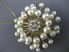 ESTATE LARGE .18CT DIAMOND & AAA SOUTH SEA PEARL 14KT YELLOW GOLD FLOWER BROOCH