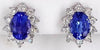 2.78CT DIAMOND & AAA TANZANITE 18KT WHITE GOLD OVAL & ROUND FLOWER STUD EARRINGS