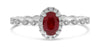 ESTATE .71CT DIAMOND &AAA RUBY 14K WHITE GOLD OVAL HALO ETERNITY ENGAGEMENT RING