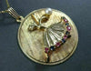 ANTIQUE LARGE 14KT YELLOW GOLD & AAA MULTI GEM FLOATING BALLERINA PENDANT #22522