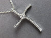 ESTATE .25CT DIAMOND 14KT WHITE GOLD 3D CLASSIC CROSS FLORAL FLOATING PENDANT