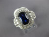 ESTATE LARGE 4.03CT DIAMOND & AAA SAPPHIRE 18KT WHITE GOLD 3D ENGAGEMENT RING