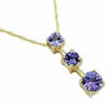 .85CT AAA TANZANITE 14K YELLOW GOLD 3D ROUND 3 STONE PAST PRESENT FUTURE PENDANT