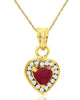 ESTATE .75CT DIAMOND & AAA RUBY 14K YELLOW GOLD HEART SHAPE & ROUND LOVE PENDANT